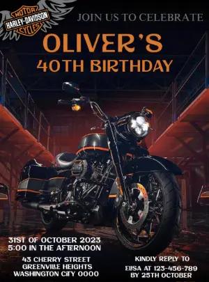 Harley-Davidson Themed Birthday Invitation to Edit Online