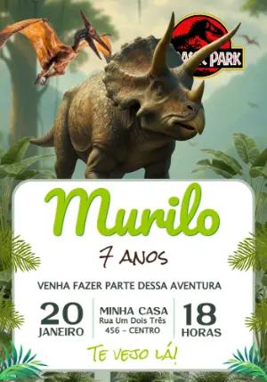 Convite Digital Aniversário Jurassic Park para Editar Online