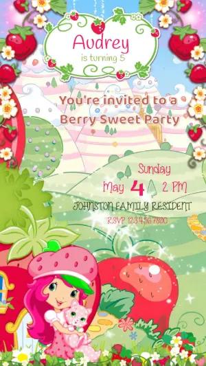Animated Strawberry Shortcake Birthday Video Invitation Template