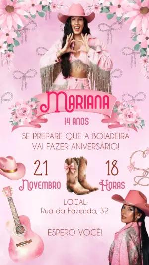 Convite Aniversário Ana Castela Boiadeira para Editar Online