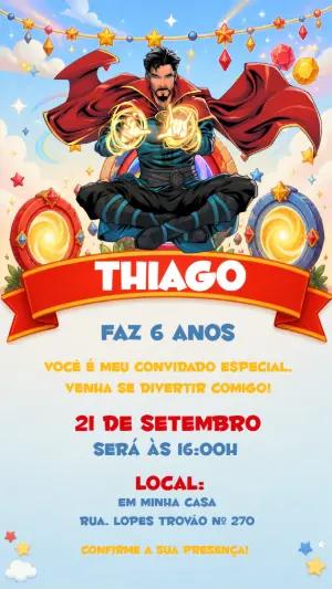 Convite de Aniversário Doutor Estranho para Editar Online