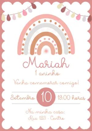 Convite de Aniversário Arco Íris Boho Editável Online