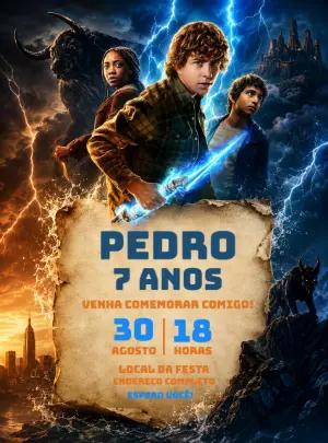 Convite de Aniversário Percy Jackson Editável e Digital