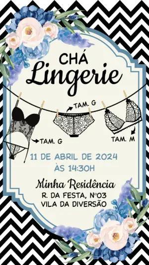 Convite Chá de Lingerie Floral Moderno Editável