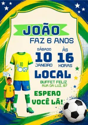 Convite Aniversário Futebol Brasil: Vire o Craque com IA