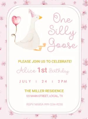 Silly Goose Birthday Invitation Editable Online