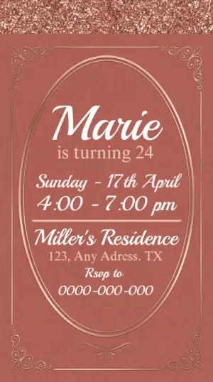 Rose Gold Birthday Party Invitation | Editable Digital Template