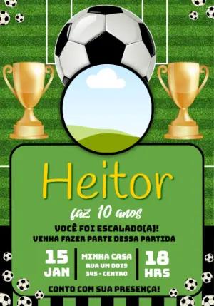 Convite de Aniversário Futebol com Foto para Editar Online