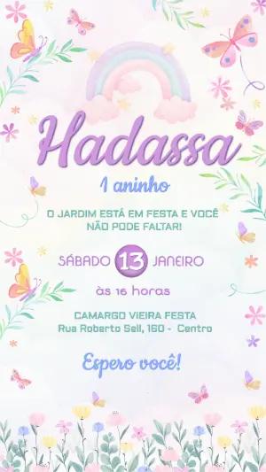 Convite Aniversário Jardim das Borboletas para Editar Online