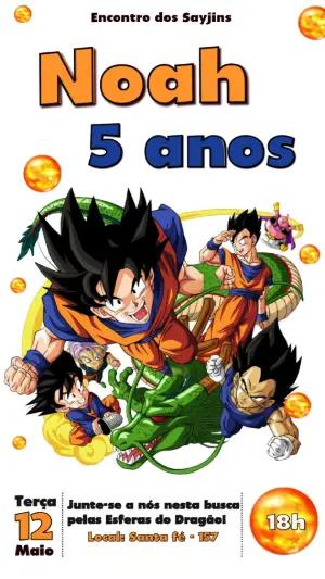 Convite de Aniversário Dragon Ball Editável para Menino