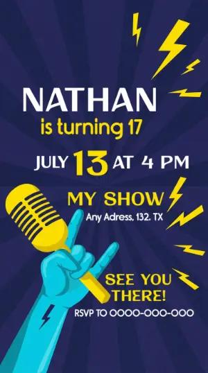 Editable Rock Star Music Birthday Invitation Template