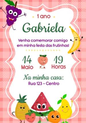 Convite de Aniversário Infantil Frutinhas Modelo Editável
