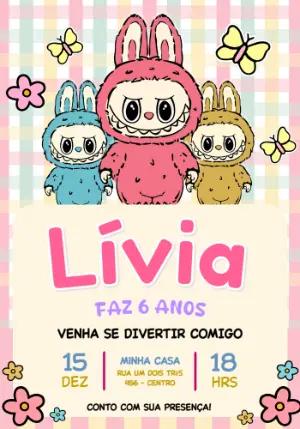Convite de Aniversário Labubus para Editar