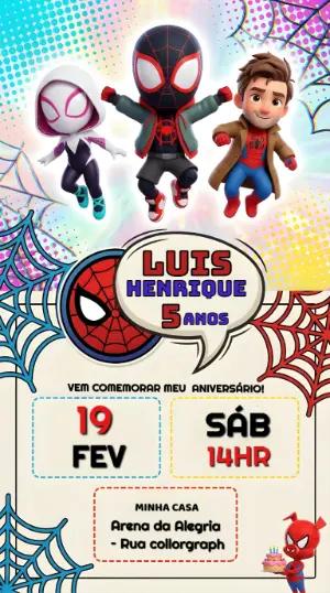 Convite de Aniversário Homem-Aranha e Amigos para Editar