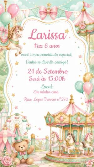 Convite de Aniversário Carrossel Encantado Editável
