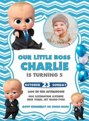Editable Boss Baby Birthday Invitation Template with photo
