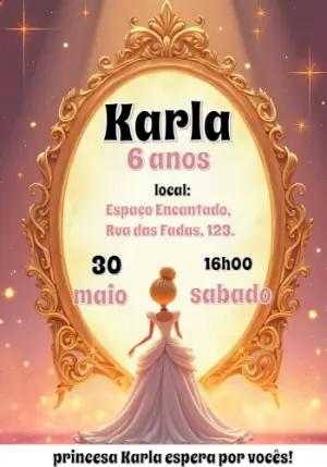 Convite Aniversário Princesa Espelho Mágico para Editar