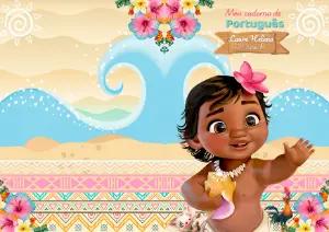 Capa de Caderno Moana Baby Editável para Imprimir