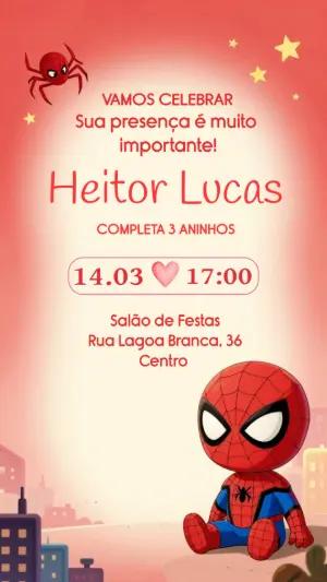 Convite de Aniversário Homem-Aranha Fofo para Editar