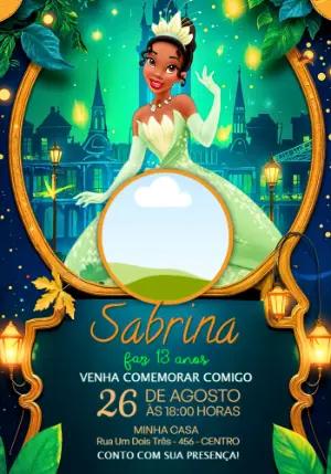 Convite de Aniversário Princesa Tiana Mágico para Editar