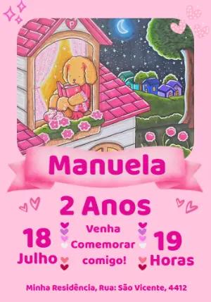 Convite de Aniversário Fofo com Cachorrinho para Editar Online