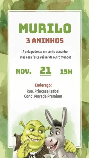 Convite de Aniversário Shrek Divertido para Editar e Enviar