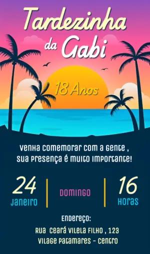 Convite de Aniversário Tardezinha na Praia para Editar Online