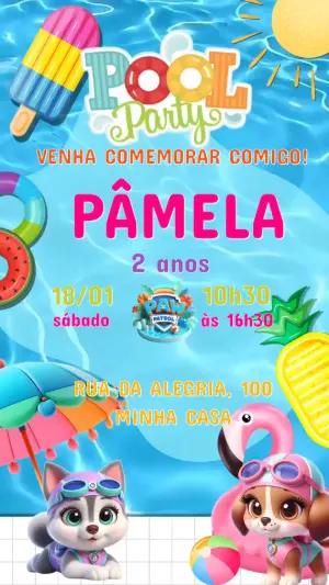 Vídeo Convite Patrulha Canina Pool Party para Editar