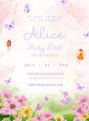 Editable Fairy Garden Birthday Invitation for Girls
