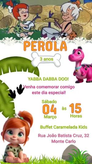 Convite Animado Aniversário Flintstones Pedrita para editar