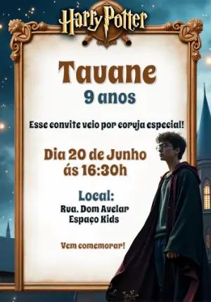 Convite de Aniversário Harry Potter para Editar Online