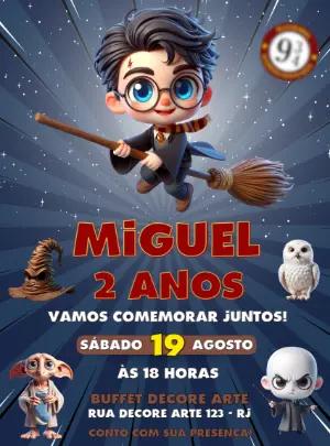 Convite Aniversário Harry Potter Toy para Editar Online