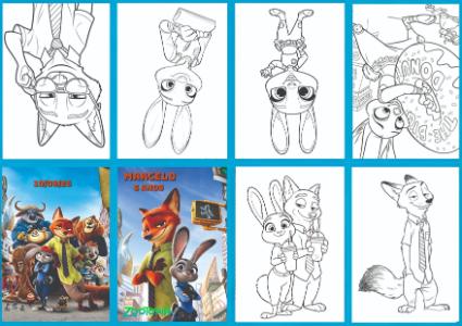 Livrinho de Colorir Zootopia: Modelo Editável para Festa