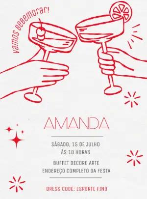 Convite de Aniversário Drink Moderno para Editar Online