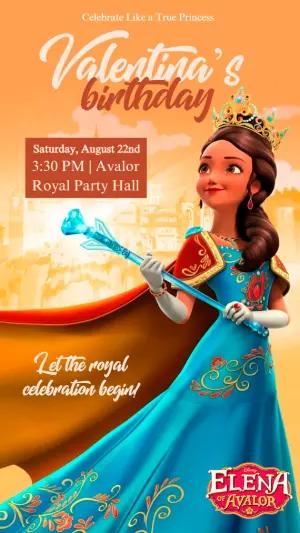 Elena of Avalor Princess Birthday Editable Invitation