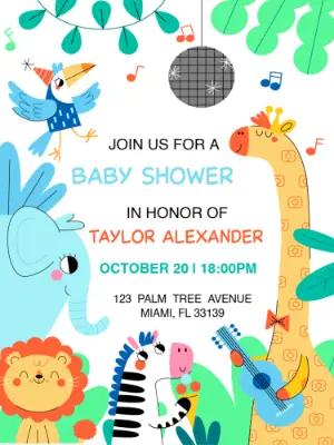 Editable Safari Animals Baby Shower Invitation