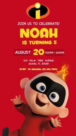 Incredibles Birthday Invitation with Jack-Jack | Editable Template