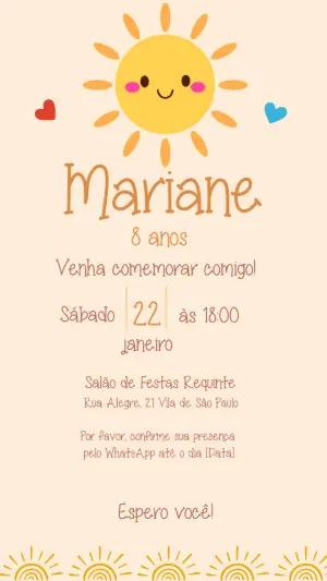Convite de Aniversário Infantil Tema Solzinho para Editar