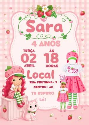 Vire a Moranguinho! Convite com Foto IA para Aniversário