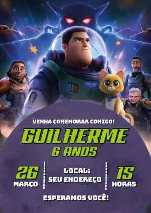 Convite de Aniversário Buzz Lightyear Espacial para Editar