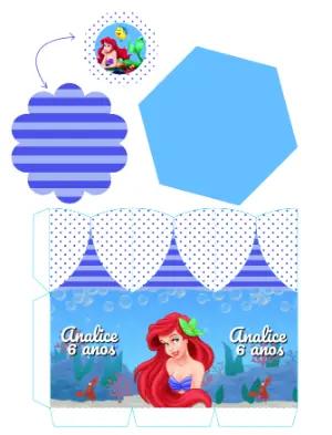 Centro de Mesa Pequena Sereia Ariel para Editar e Imprimir
