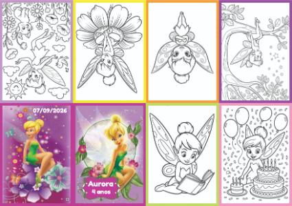 Livrinho de Colorir Sininho para Aniversário Editável