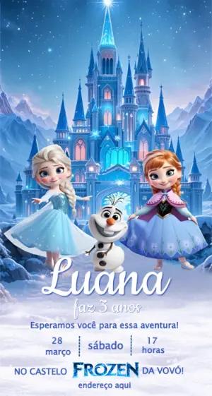 Convite de Aniversário Frozen para Editar