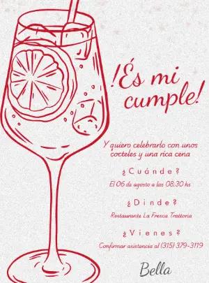 Invitación de Cumpleaños Elegante con Cóctel para Editar