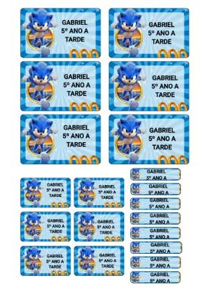Etiquetas Escolares Sonic Filme Modelo Editável para Imprimir