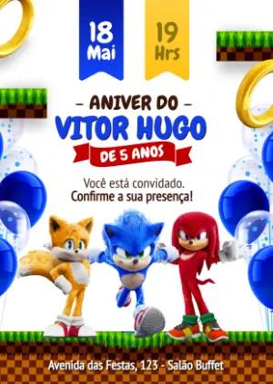 Convite de Aniversário Sonic Filme Moderno para Editar