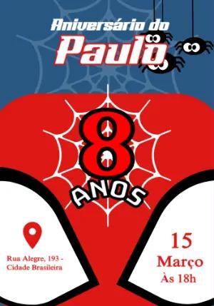 Convite de Aniversário Homem Aranha para Editar Online