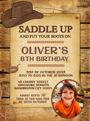 Saddle Up! Editable Cowboy Birthday Invitation