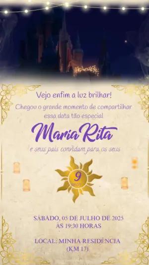 Convite Animado Aniversário Rapunzel para Editar Online