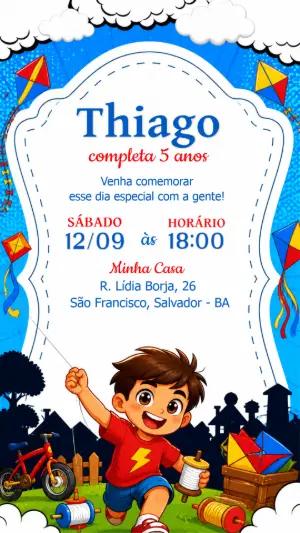 Convite de Aniversário Brincadeiras de Rua e Pipas Editável